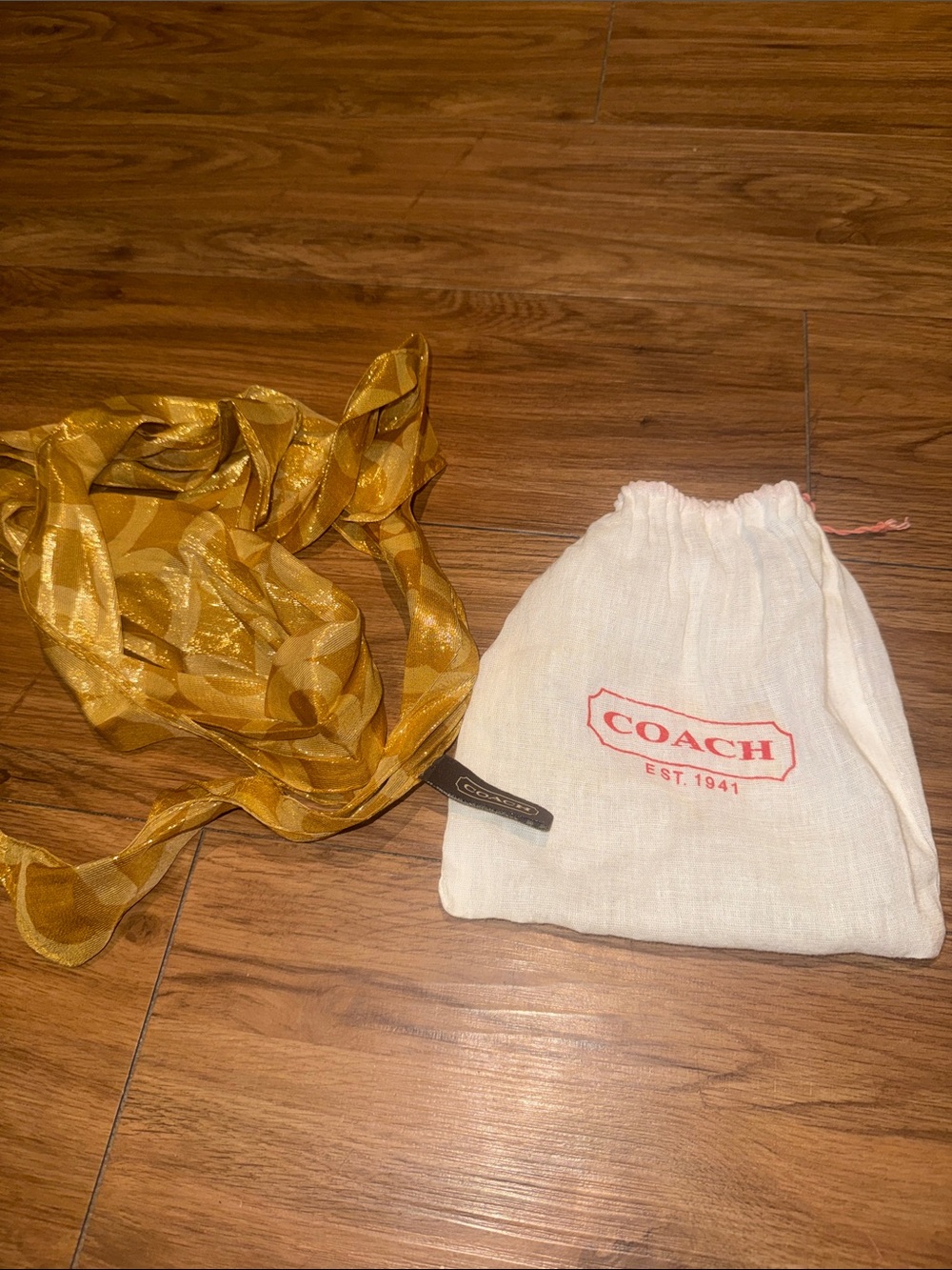 Coach Metallic Gold Sheer Scarf